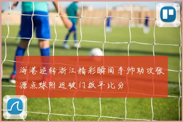 海港逆转浙江精彩瞬间李帅助攻张源点球附近破门扳平比分